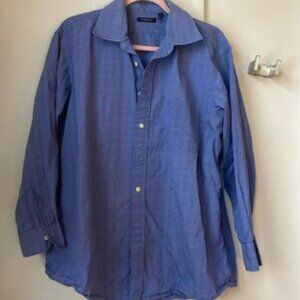 Burberry London Blue Plaid Button Down Shirt 17 33